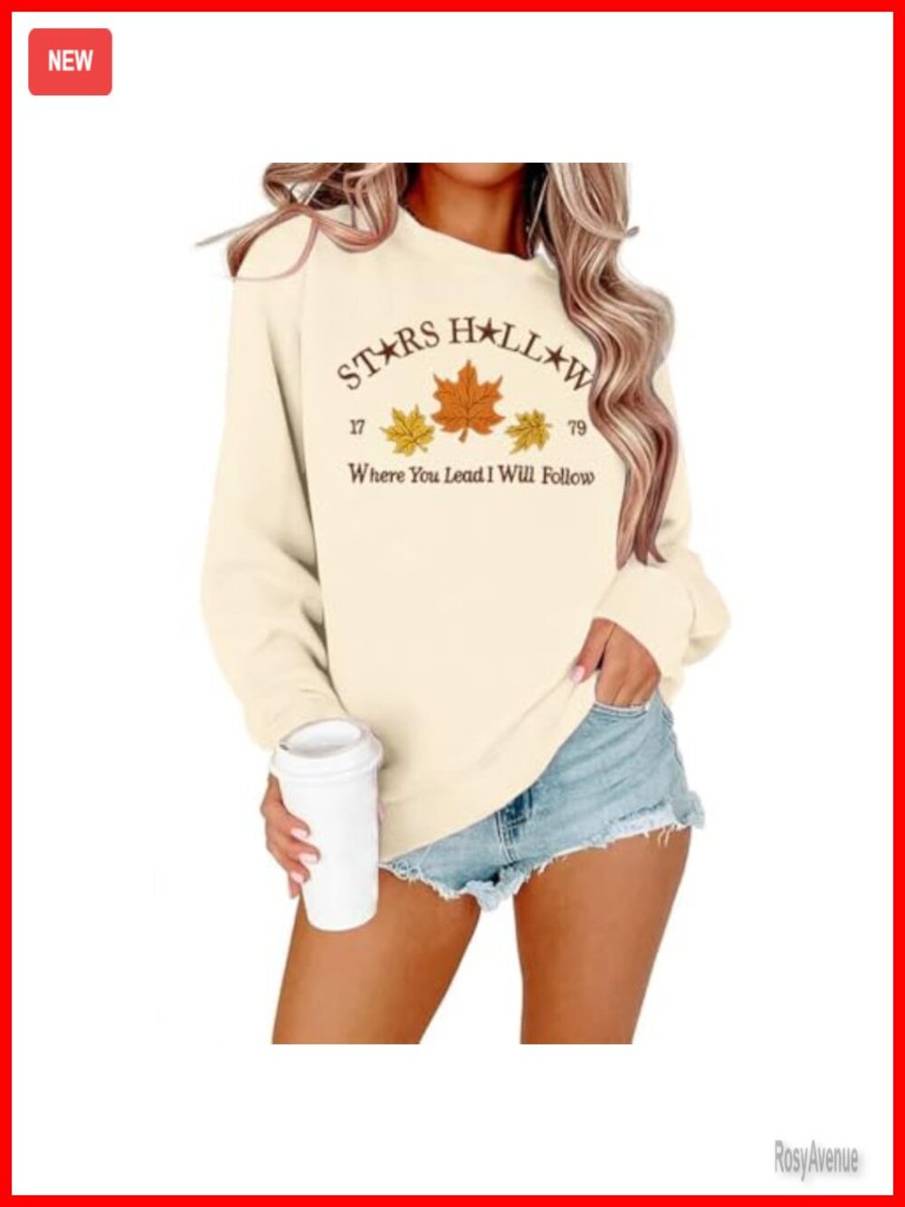 Women's Fall Leaf Graphic Crewneck Sweatshirt Cotton Blend Drop Shoulder